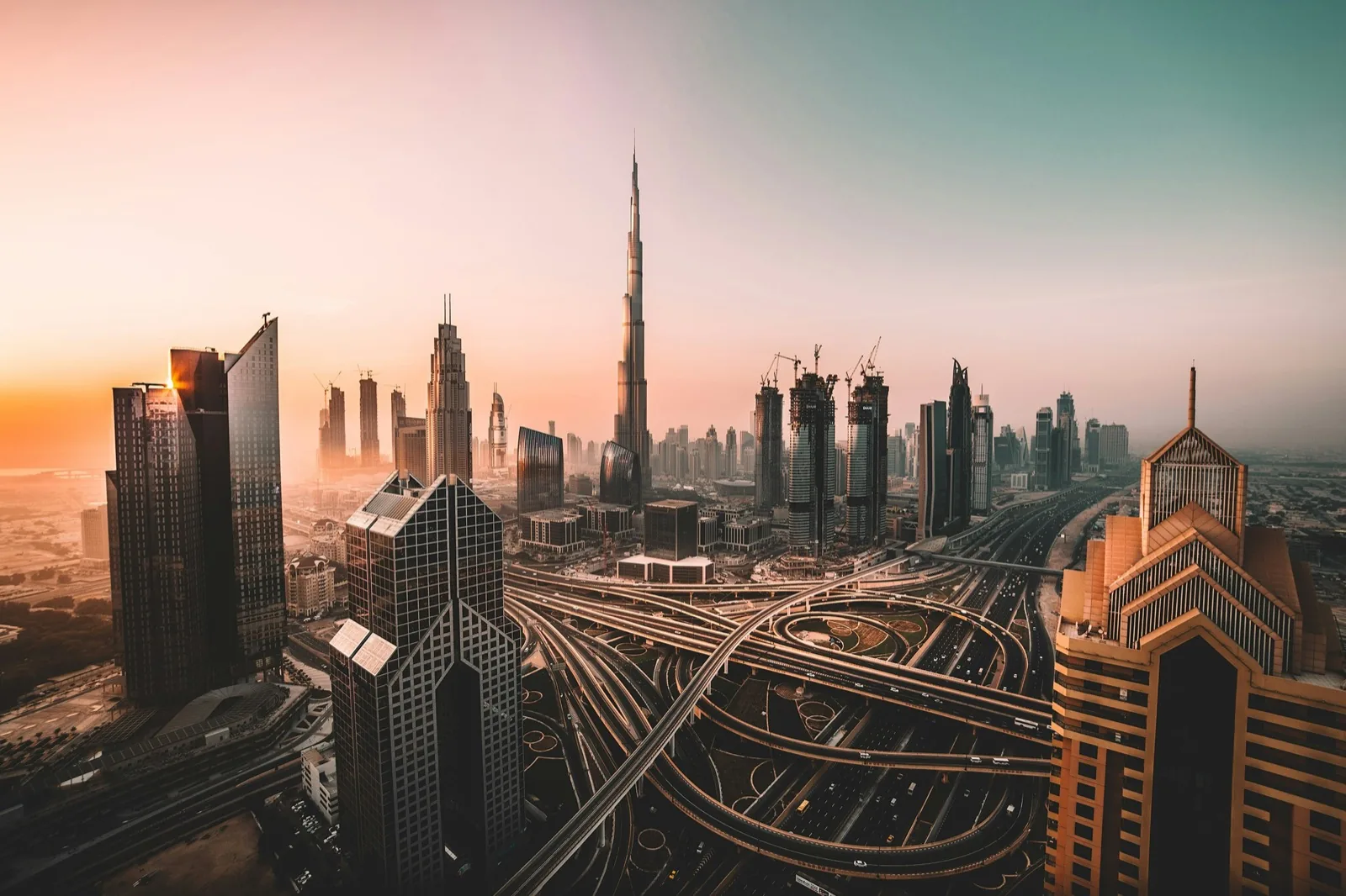 Dubai skyline with the Burj Khalifa during an English language stay in Dubai