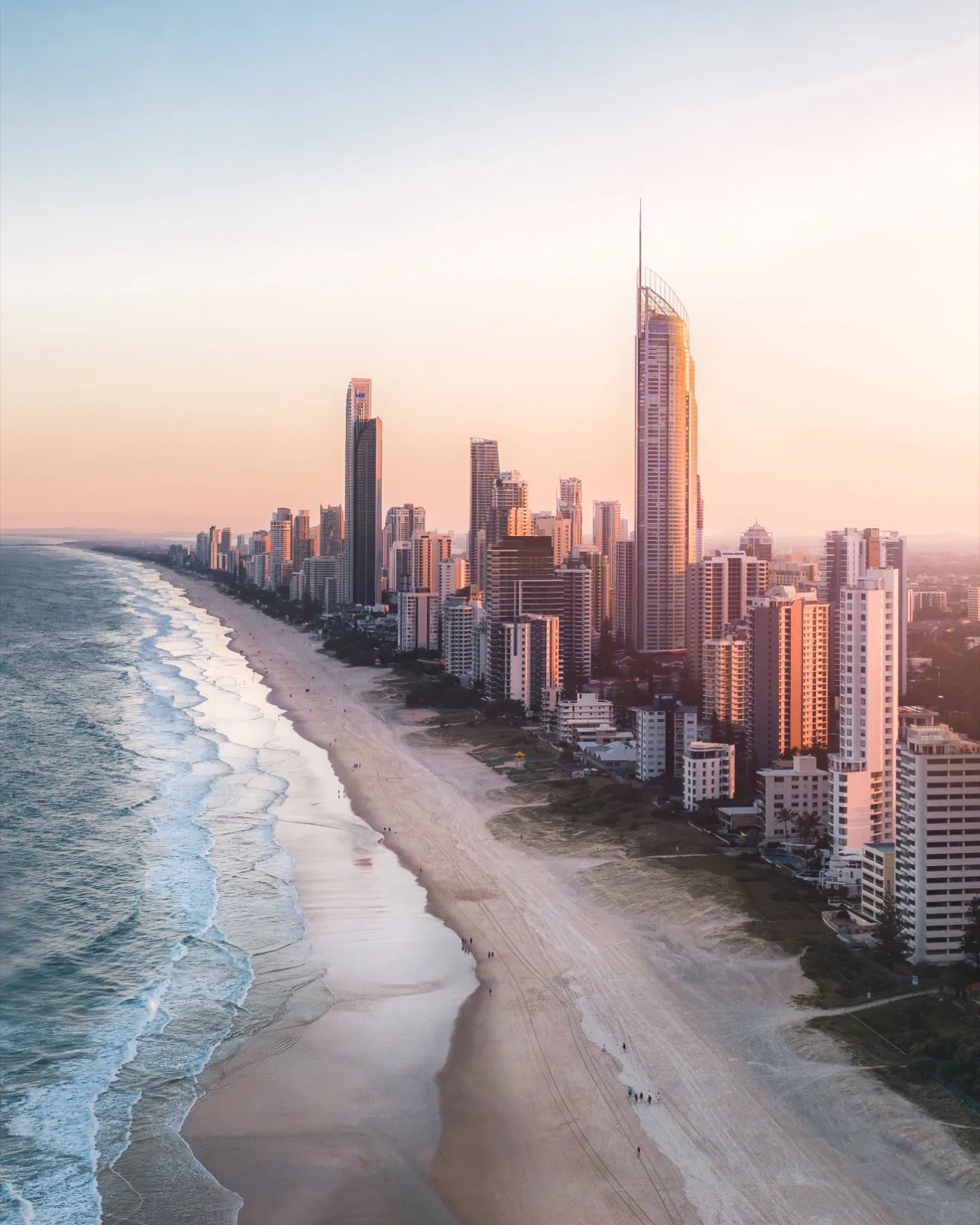 Surfers Paradise beach and skyline on the Gold Coast during an English language stay