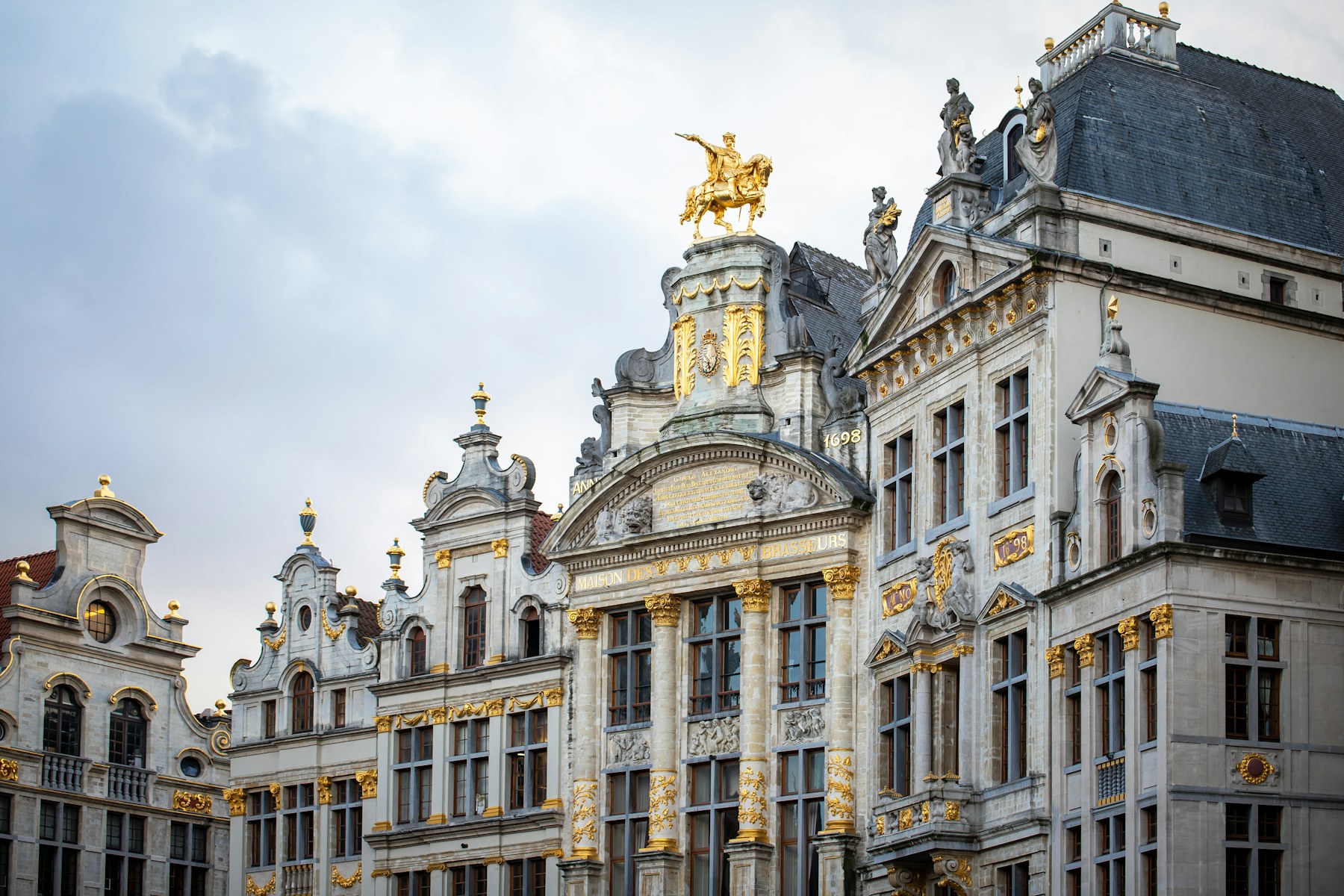 Brussels Grand Place and ornate guild houses on a Belgian cultural school trip