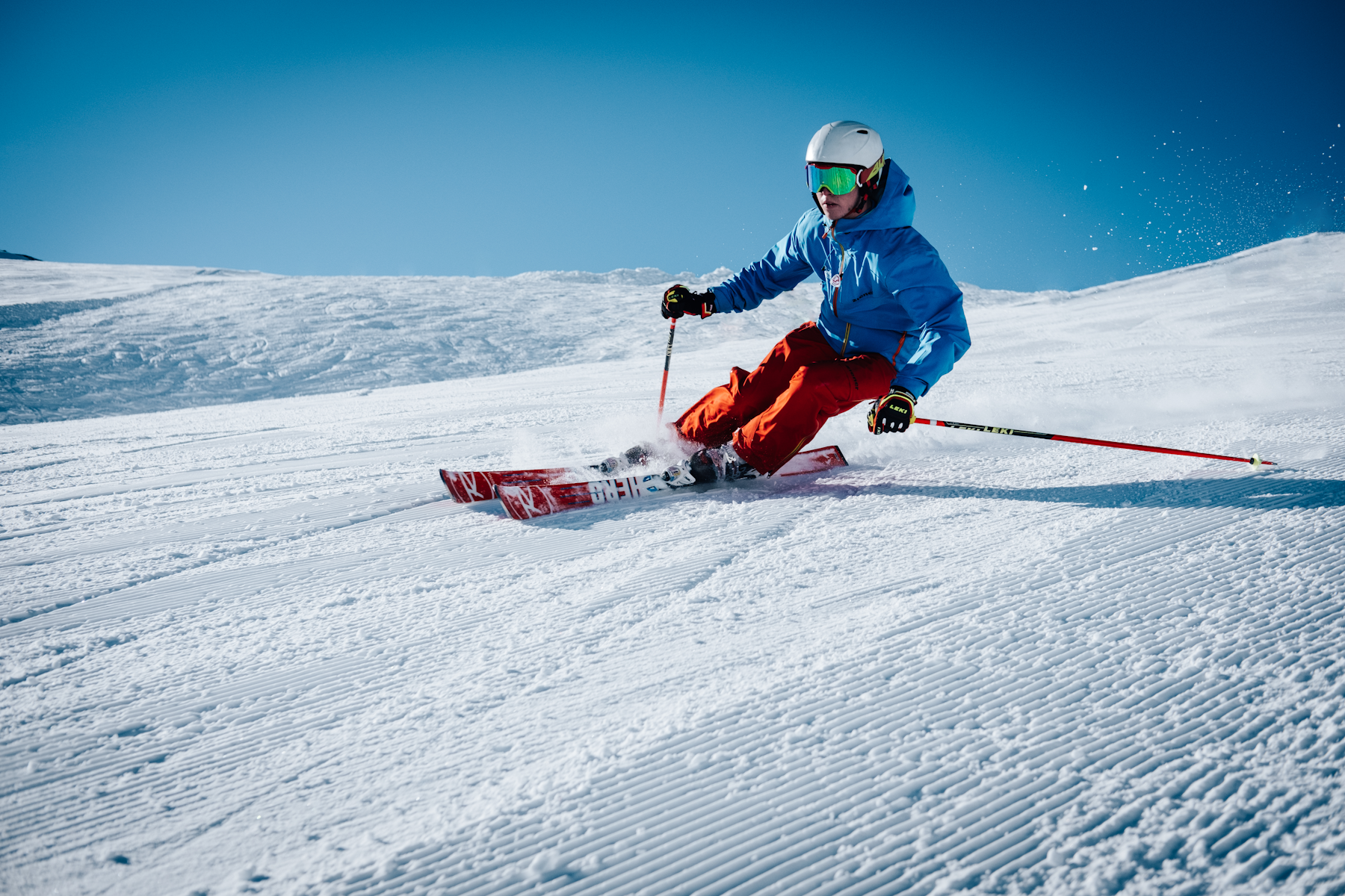 Spectacular Dolomite peaks rising above the ski runs at Sestriere in the Italian Alps